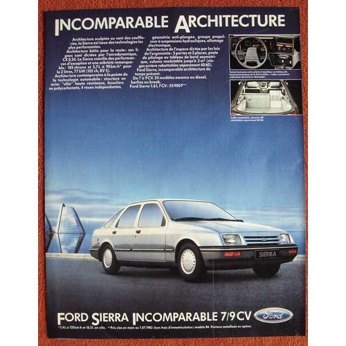Publicité Papier - Voiture Ford Sierra 7 Et 9 Cv De 1983