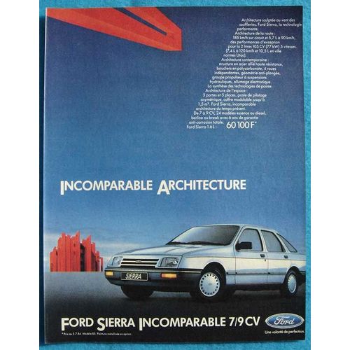Publicité Papier - Voiture Ford Sierra 7 Et 9 Cv De 1984