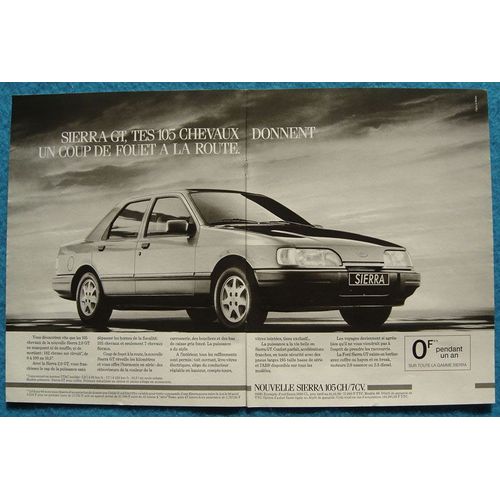 Publicité Papier - Voiture Ford Sierra G.T. De 1988