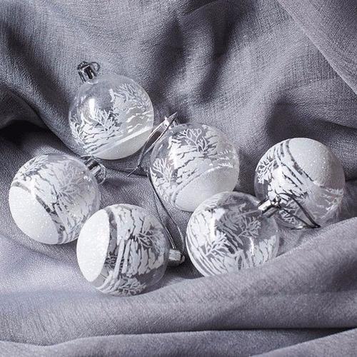 Boules de noël flocons de neige 8cm, 6 pièces, pendentifs pour décoration d'arbre de noël boules claires suspendues ornements cadeaux de noël