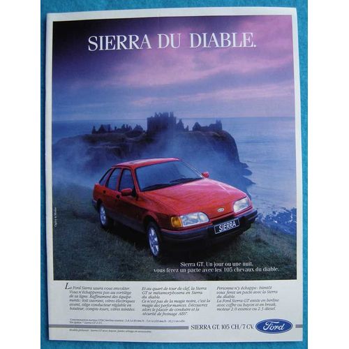 Publicité Papier - Voiture Ford Sierra G.T. De 1989
