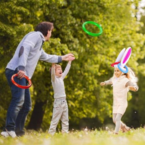 Oreilles de lapin gonflables de pâques, chapeau, anneau, jeu de fête de pâques, virole d'extérieur pour enfants, nouveauté 2020