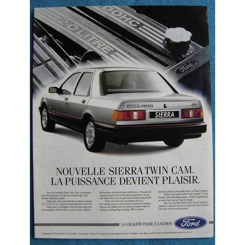 Publicité Papier - Voiture Ford Sierra Twin Cam De 1989