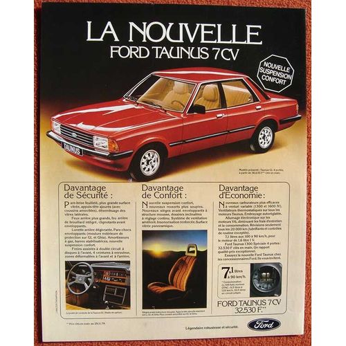 Publicité Papier - Voiture Ford Taunus 7 Cv De 1980
