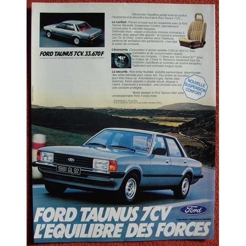 Publicité Papier - Voiture Ford Taunus 7 Cv De 1980