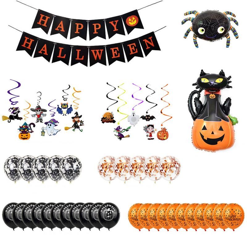 Ballons en Aluminium pour Halloween, Décoration de ix, en Forme de Citrouille, Chat Noir, Araignée et Fantôme, ou Inquiétude