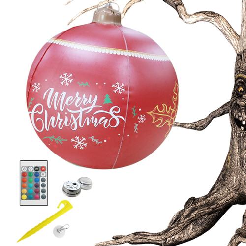 Boule Gonflable de Noël avec Lumières, Boule Gonflable Portable, Décorative Festive, 60cm