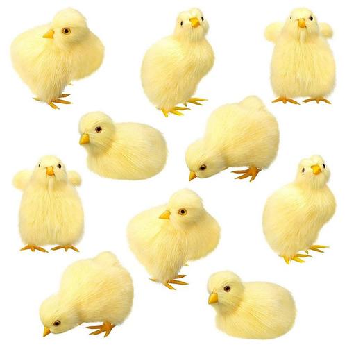 Petits poussins de Pâques, mini animal en peluche jetable, jouet réaliste, 10 pièces