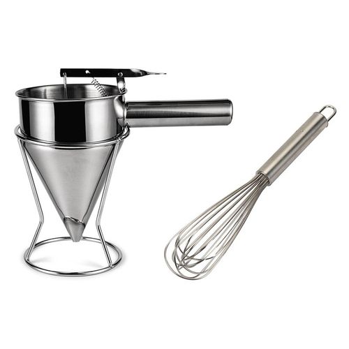 Entonnoir De Cuisson En Acier Inoxydable, Distributeur De Pâte À Crêpes + Support De Partenaires Avec Collecteur De Pâte
