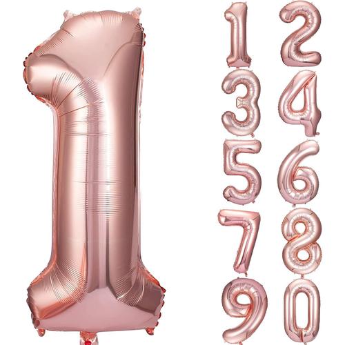 Rose Gold 1 Ballon Anniversaire 1 An Ballons Chiffre Numéro 1 Rose Gold 101 Cm Gonflable Grand Hélium Happy Birthday Fête Decoration