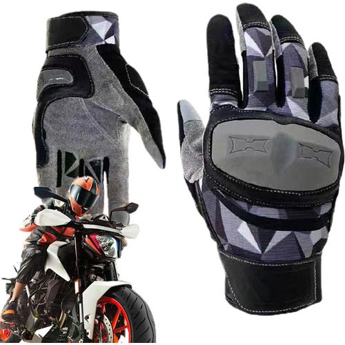 Gris Gris Gris Gants De Moto, Gants Pour Moto - Gants De Moto D'été,Gants De Vélo À Doigts Complets, Gants De Motocross, Gants D'équitation Antidérapants Avec Écran Tactile Pour La Course À Pied Et Le