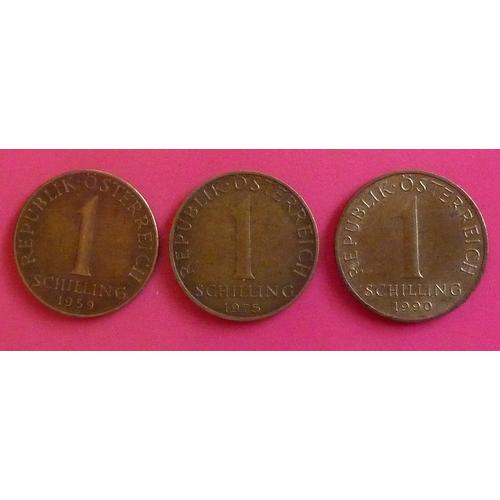 Autriche Lot De 3 Pièces De 1 Schilling De 1959-1975-1990