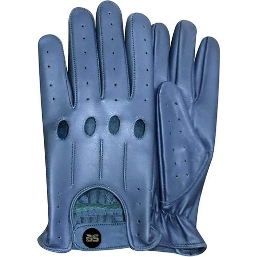 Gants De Conduite En Cuir Sans Doublure Et Respirant Pour Homme Style Vintage Rétro En Cuir Souple À Corde Classique À Trou Articulation Idéal Pour Moto Voiture Vélo (Bleu M)