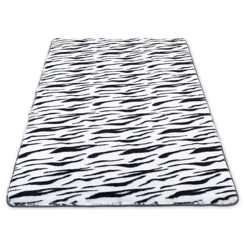 Tapis Salon Shaggy 100 X 160 Cm - Descente De Lit Chambre Grande Taille Tapis Poils Longs Moderne - Rayé Noir Et Blanc