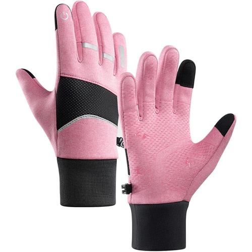 Rose Rose Rose Gants Longs En Cuir Pour Femme - Gants De Moto Noirs - Gants De Vélo À Écran Tactile - Gants Thermiques D'hiver Chauds - Gants De Vtt Antidérapants - Respirants - Gants En Dentelle