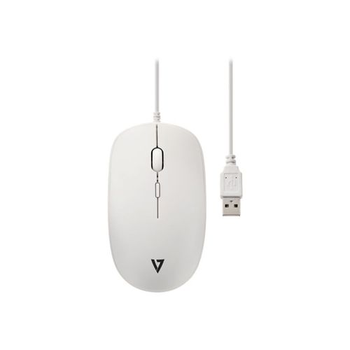V7 MU200GS-WHT - Souris - optique - 4 boutons - filaire - USB - blanc