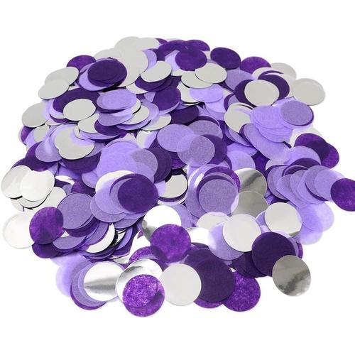 Violet et Argent - Lot de 5 000 confettis de table ronds en papier de soie pour décoration de fête d'anniversaire et de mariage