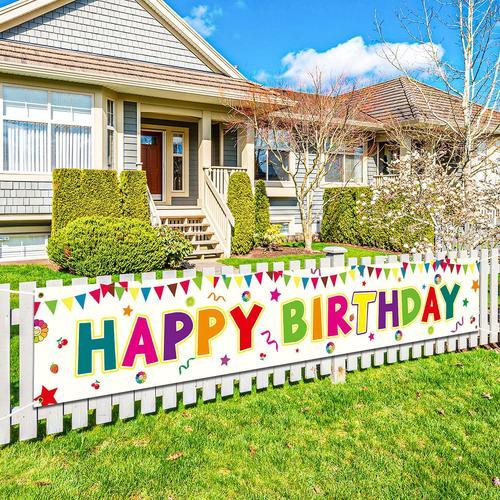 Colorée Banderole Joyeux Anniversaire, Grand 300 * 50cm Decoration Anniversaire, Banderole Happy Birthday, Bannière Anniversaire Arc En Ciel, Happy Birthday Decoration Fete Fille, Garcon, Adulte.