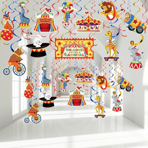 30 Pièces Tourbillon Suspendue Carnaval Décorations Fête de Cirque Colorées Décor Baby Shower de Carnaval Banderoles Plafond de Cirque à Double Face pour Anniversaire de Cirque pour Enfants