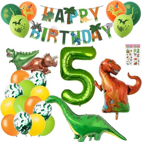 Dinosaure 5 Vert Decoration Anniversaire Garcon 5 Ans Dinosaure Happy Birthday Decoration Dinosauro Vert Ballon Numéro 5