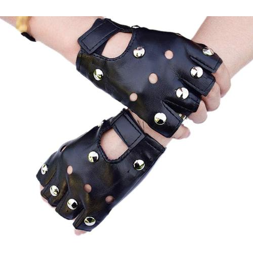 B B B Gants De Moto Punk Unisexes En Simili Cuir Noir - Couleur Unie - Mitaines De Conduite De Moto Pour Homme Et Femme