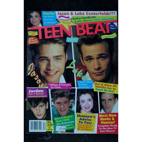 Teen Beat 1991 12 - Rare Complet Jason Priestley - Luke Perry