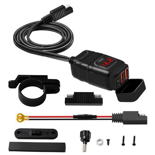 Accessoires De Motos Q39f, Chargeur Usb 5v 3.4a/9v 2.5a/12v 2a, Imperméable, Double Ports, Adaptateur, Prise De Téléphone Portable