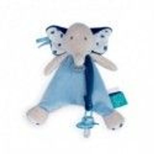 Doudou Babynat Elephant Bleu Attache Tétine - Edgar & Eglantine