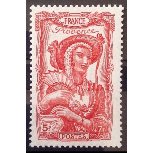 Coiffes Régionales - Provence 5f+7f Rouge (Impeccable N° 598) Neuf** Luxe (= Sans Trace De Charnière) - Cote 3,60 - France Année 1943 - Brn83 - N29558