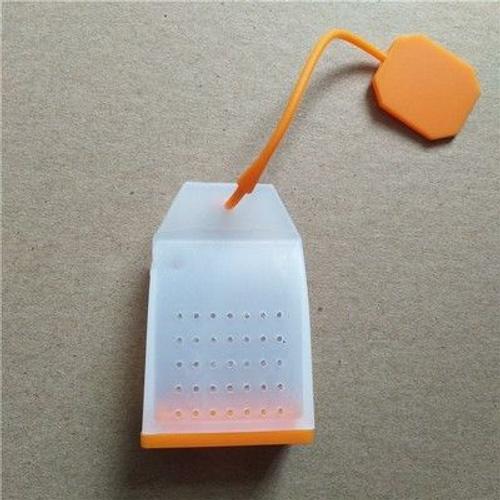 Sachets de thé réutilisables en silicone, passoire à infuseur à thé en feuilles mobiles de qualité supérieure pour tasses à thé, tasses et théières, trous améliorés et meilleur filtreTransparent+Orange3PCS