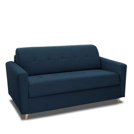Canapé Mezzano Convertible Express Matelas 16 Cm Sommier Métal 140 Cm Tissu Tweed Bleu Nuit