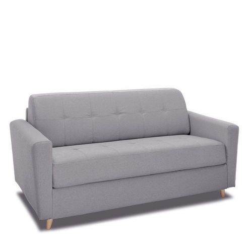 Canapé Mezzano Convertible Express Matelas 16 Cm Sommier Métal 140 Cm Tissu Tweed Gris Clair