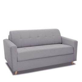Canapé Mezzano Convertible Express Matelas 16 Cm Sommier Métal 140 Cm Tissu Tweed Gris Clair