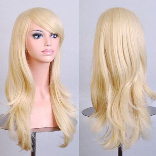 Perruque De Cosplay Longue BoucléE OnduléE Pour Femmes Et Filles, RéSistante à La Chaleur, à La Mode, Costume De FêTe D'halloween, Blond Clair