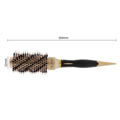 Peigne à Cheveux Rond Antistatique Portable à Anions, Brosse De Coiffure Pour Salon, Or Et Noir (32mm)