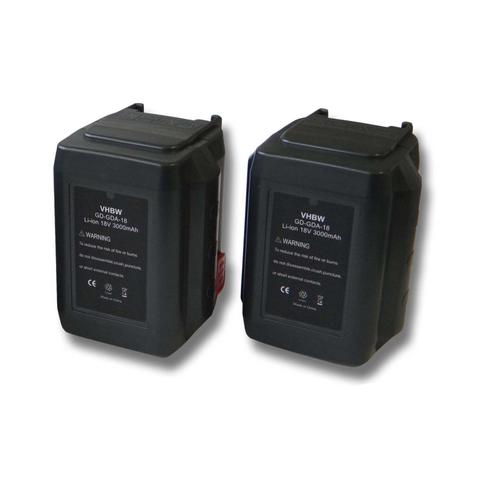 Lot de 2 batteries Li-Ion vhbw 3000mAh (18V) pour tronconneuses Gardena CST 2018-Li comme 8835-U, 8835-20, 8839, 8839-20.