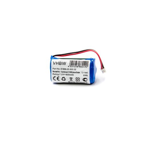 vhbw Li-Ion Batterie 800mAh (7.4V) pour programmateur d?arrosage Gardena C1060 plus Solar