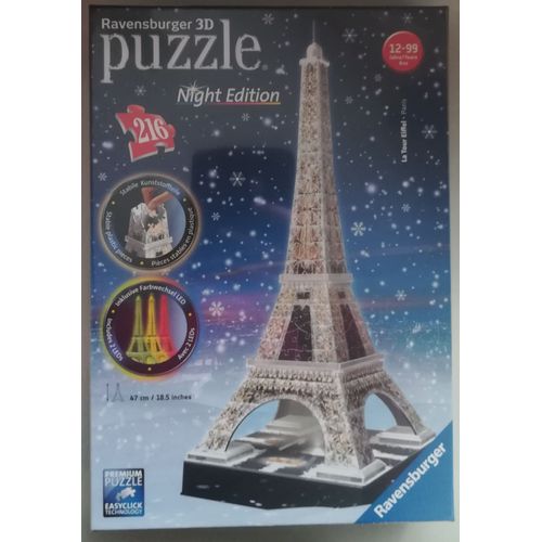 Puzzle 3d - Tour Eiffel - Night Édition (Illuminé) - 216 Pièces