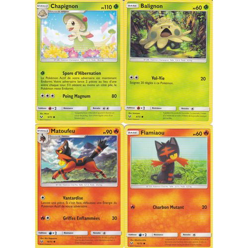 4 Cartes Pokemon - Édition Soleil Et Lune 3,5 Légendes Brillantes