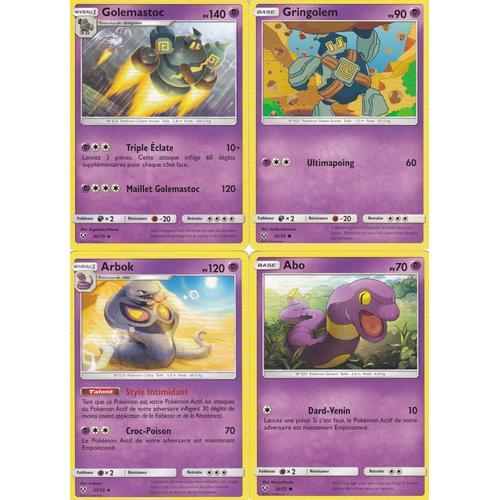 4 Cartes Pokemon - Édition Soleil Et Lune 3,5 Légendes Brillantes