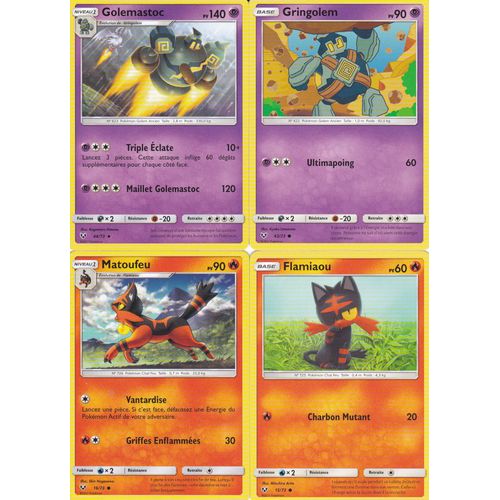 4 Cartes Pokemon - Édition Soleil Et Lune 3,5 Légendes Brillantes