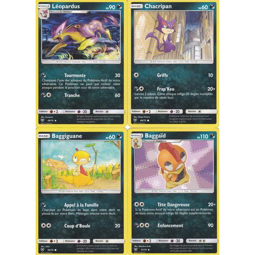 4 Cartes Pokemon - Édition Soleil Et Lune 3,5 Légendes Brillantes