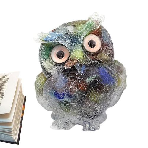 Figurine de hibou en cristal, gravier naturel, ornements animaux décoratifs, 3 dimensions avec grands yeux, forme mignonne et amusante