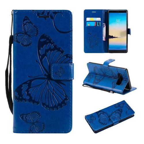 Étui Pour Samsung Galaxy Note 8 Couverture Antichoc Avec Support De Fente Pour Carte Flip Kickband Cuir Pu Couverture Magnétique - Bleu