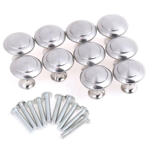 10 pcs/set Ronde Boutons D'armoire En Acier Inoxydable Boutons de Tiroir de Placard de Cuisine Poignées Accessoires De Quincaillerie D'ameublement