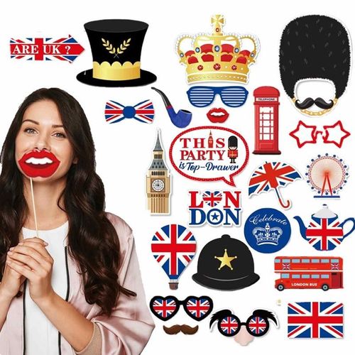 Union Jack ¿ stand de photos pour les fêtes, 25 pièces, décorations britanniques, thème de couronne du roi Charles III, londres, angleterre