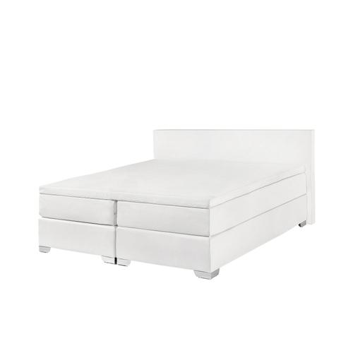 Lit Boxspring En Cuir Pu Blanc 160x200 Cm President