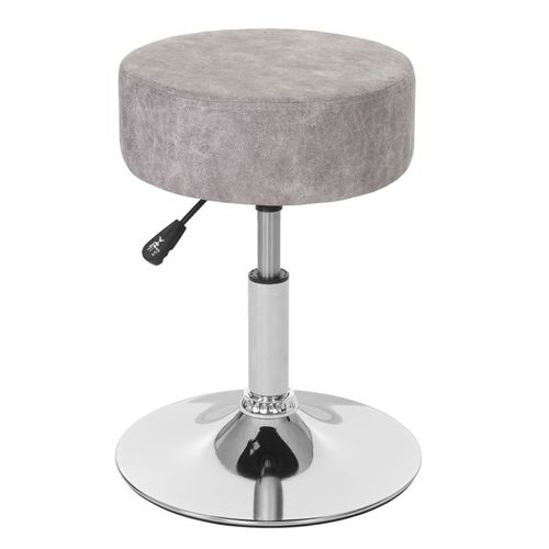 Tabouret Hwc-C22, Hauteur Réglable Ø 35 Cm Imitiation Daim   Gris Vintage
