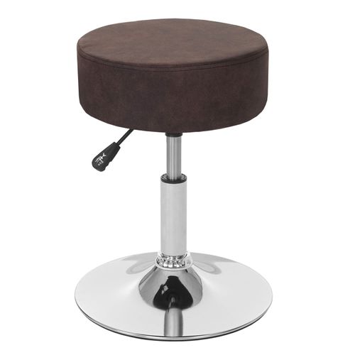 Tabouret Hwc-C22, Hauteur Réglable Ø 35 Cm Imitiation Daim   Brun Foncé Vintage