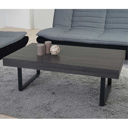Table Basse De Salon Kos T576, Mvg 40x110x60cm   Sonoma Noir, Pieds Métalliques Foncés